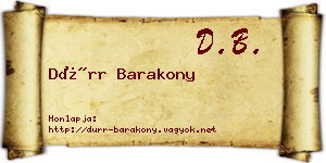 Dürr Barakony névjegykártya